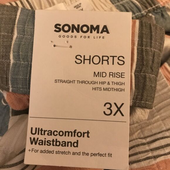 SONOMA SHORTS Plus Size 3X Neutral Stripes  Pull On Elastic Waist $36 Woman New - Picture 3 of 9
